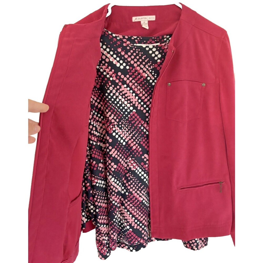 JM Collection Blazer & Blouse Fuchsia Pink Faux Suede Career Work Business 2 Pc
